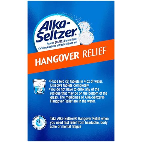 Alka Seltzer Hangover Relief Caffeine Pain Reliever Kt 20 Tablets Exp 7/2026 - Etsy