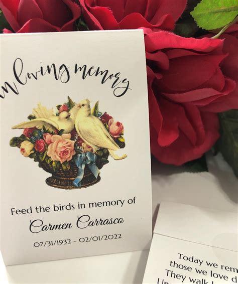 IVORY Funeral Favors Personalized Memorial Bird Seed Packets Etsy