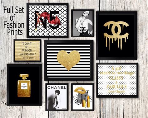 Coco Chanel Wall Art Set Coco Chanel Prints Coco Chanel Perfume Gold