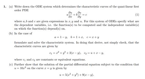 Solved A Write Down The ODE System Which Determines The Chegg