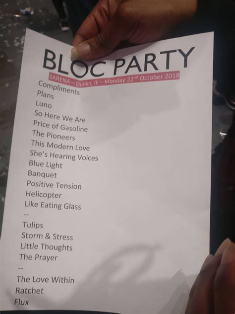 Setlist - Bloc Party - Silent Alarm Tour - 3Arena Dublin - October 22nd ...