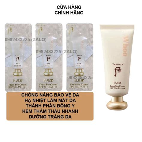 Combo 10 Gói sample kem chống nắng Whoo làm dịu da dưỡng trắng tạo