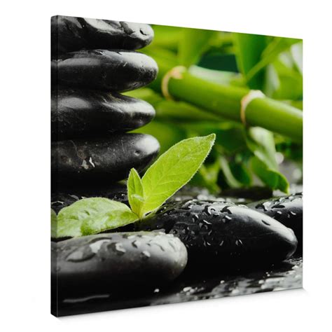 Leinwandbild Black Zen Stones Quadratisch Wall Art De