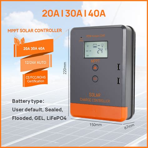 Powmr Mppt 20a 30a 40a Solar Charger Controller 12v 24v Auto Solar Panel Voltage Regulator