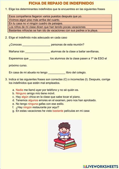 Determinantes Indefinidos Exercise Class Activities Activities Class