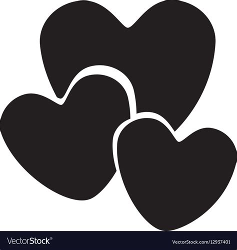 Monochrome Silhouette With Hearts In Various Sizes