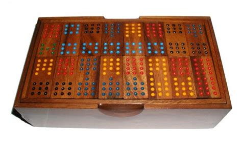 Dominoes Set Double Wood Handcrafted In Box