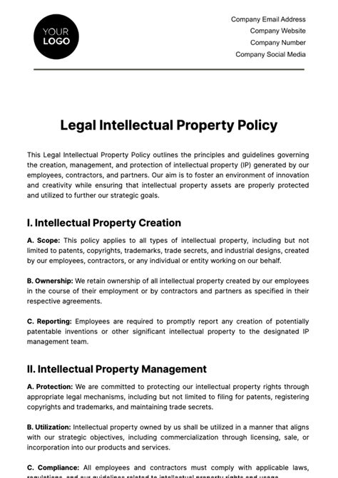 Free Legal Intellectual Property Policy Template Edit Online And Download