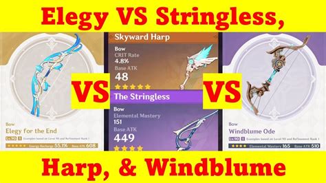 Elegy For The End Vs Stringless Vs Windblume Ode Vs Skyward Harp Vs