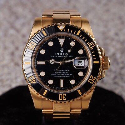 Rolex Submariner Ln Mm Solid Gold Black Dial Watch