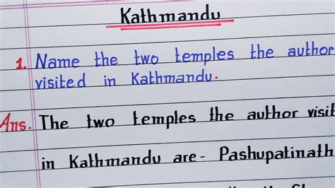 Name The Two Temples The Author Visited In Kathmandu Chapter 10 Kathmandu Class 9 Ncert