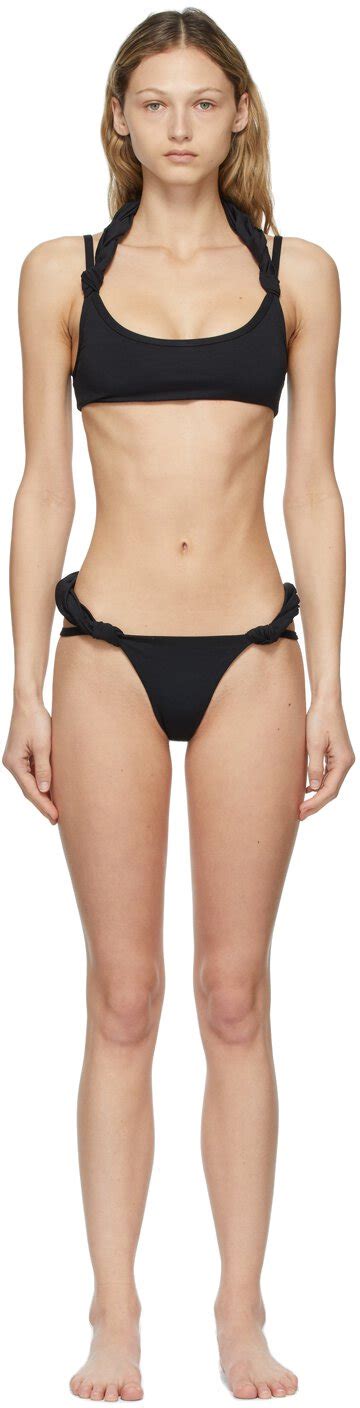 Buy Attico Black Braided Halter Bikini 100 Black At 74 Off