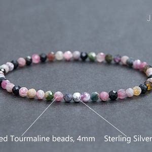 Tiny Tourmaline Bracelet. Libra Birthstone. Dainty Crystal Jewelry Gift. Happiness, Calming ...