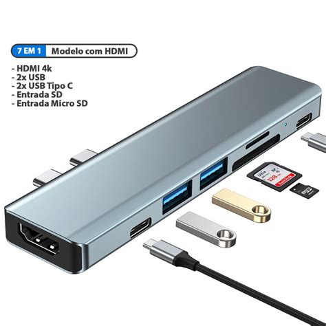 Esta Procurando Hub Usb 31 Tipo C 7 Em 1 Para Macbook Proair Thunderbolt Conector Extensor