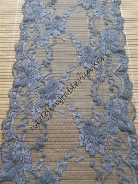 Grey Lace Table Runner Lace Overlay Vintage Lace Grey Etsy