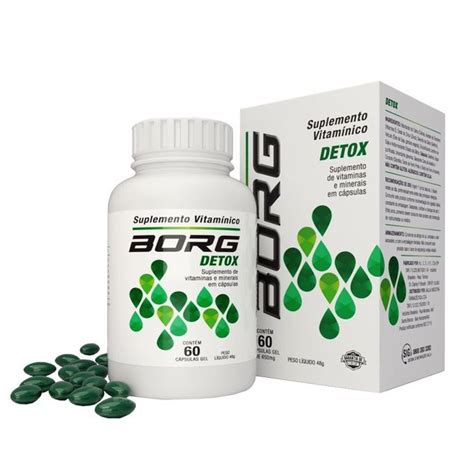 Borg Cabelo Pele E Unha - Suplemento Vitamínico Borg Detox 650Mg 60 Cápsulas - Farmacia Indiana