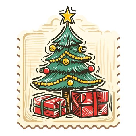 Sello Con Regalo De Navidad PNG Dibujos Navidad Estampilla Sello De