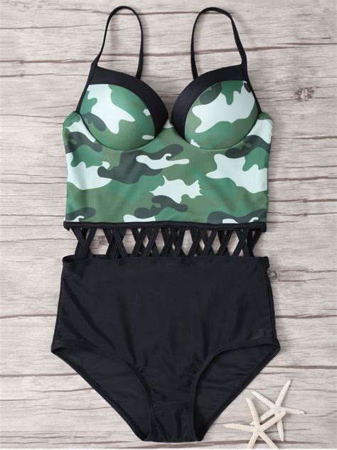 Cutout Underwire One Piece Camo Swimsuits Camouflage S In 2020 Camo