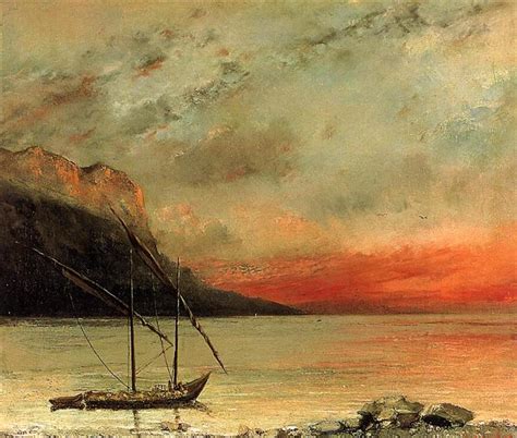 Sunset Over Lake Leman 1874 Gustave Courbet WikiArt Org