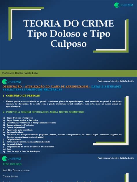 Crime Doloso Culposo Preterdoloso Pdf Intenção Direito Penal