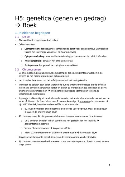 Orthopedagogiek Eerste Jaar Orthopedagogie H5 Boek H5 Genetica