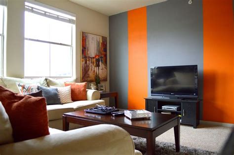 Orange and Grey Stripes, Wall Paint | Diseño de pintura de pared ...