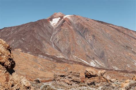 Volcano Teide Peak Mountain In Tenerife National Park Landscape Stock