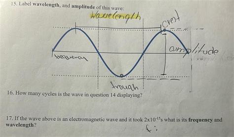 [answered] 15 Label Wavelength And Amplitude Of This Wave Trequency