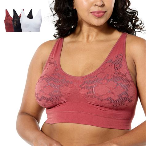 Rhonda Shear 3 Pack Ahh Bra With Adjustable Straps And Lace Detail