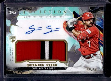 2023 Topps Inception Spencer Steer IAP SS Rookie Patch Autograph Aqua 50