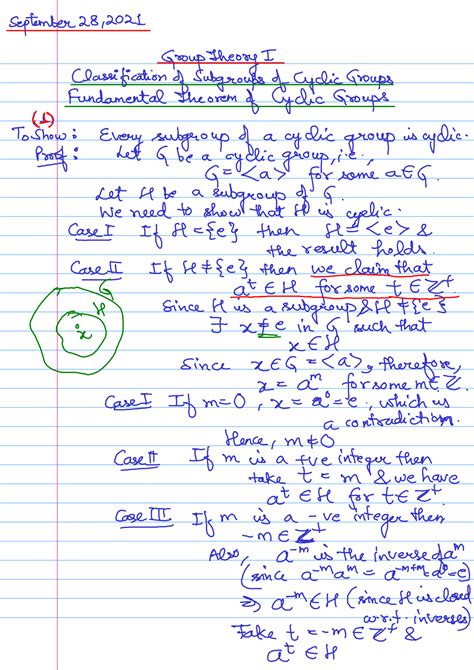 Solution Fundamental Thorem Of Cyclic Groups Complete Notes Studypool