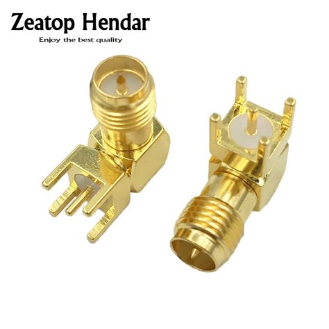 10Pcs Gold RP SMA Male Adapter PCB Mount RP SMA Male Pin Jack Right