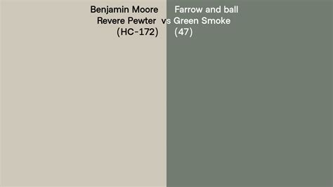 Benjamin Moore Revere Pewter HC 172 Vs Farrow And Ball Green Smoke