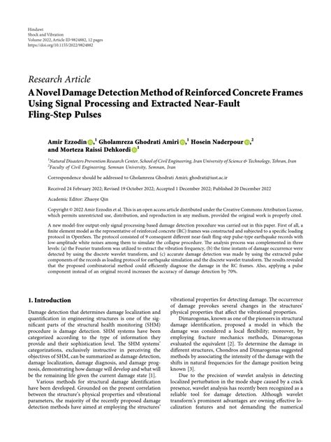 PDF A Novel Damage Detection Method Of Reinforced Concrete Frames