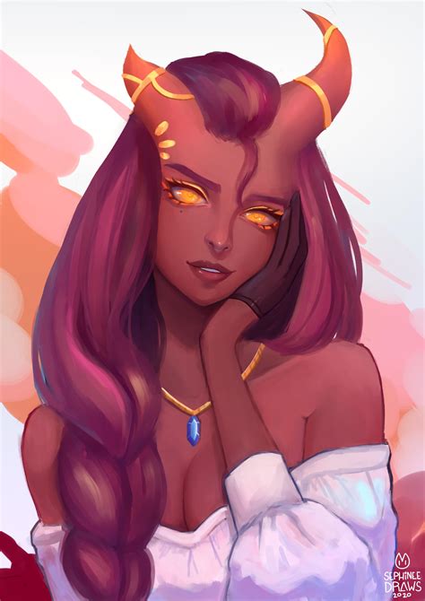 [oc] Portrait Of Naya My Tiefling Sorceress R Characterdrawing