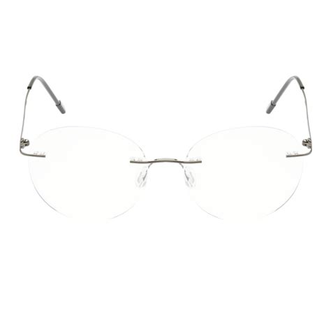 Round Rimless Blue Light Glasses Prescription Reading Glasses Frameless ...