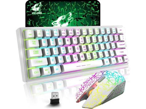 Wireless Gaming Keyboard And Mouse Combo With Ergonomic 61 Key Rainbow Led Backlight Anti