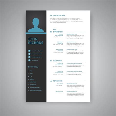 Le Cv Propre Ou Le Curriculum Vitae Moderne Vecteur Premium