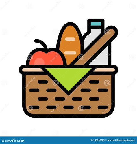 Food Basket Vector Spring Season Filled Icon Editable Stroke Stock