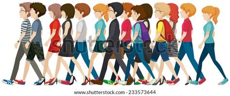 Group People Walking Sideview Over 53 Royalty Free Licensable Stock