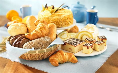 Cakes Bread Croissant Desserts Sweets Food Hd Wallpaper