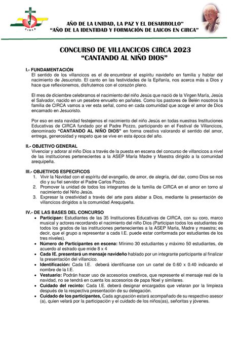 Bases Concurso De Villancicos Circa A O De La Unidad La Paz