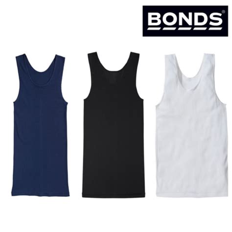 Bonds Mens Black White Navy The Original Chesty Cotton Singlet Vest