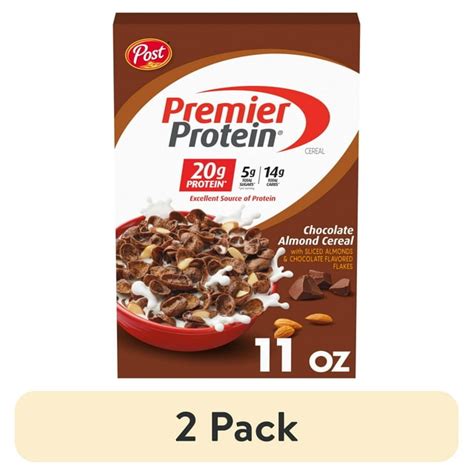 2 Pack Post Premier Protein Chocolate Almond Cereal Chocolatey