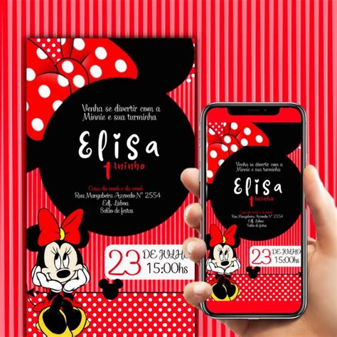 Convite Digital Minnie Vermelha Elo Produtos Especiais