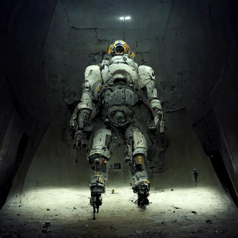 Man Warrior Standing Over Destroyed Combat Robot Midjourney OpenArt