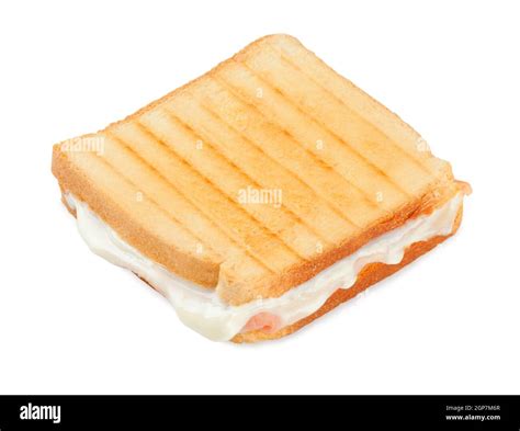 Toasted sandwich with ham and cheese on white background Stock Photo ...