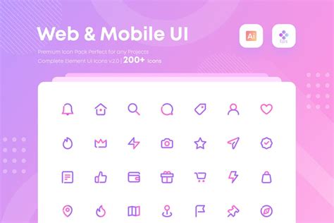 Complete Web And Mobile Ui Icons Pack Design Template Place