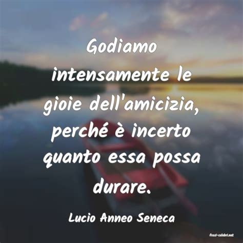 Lucio Anneo Seneca Godiamo Intensamente Le Gioie Dell Amicizia Perch