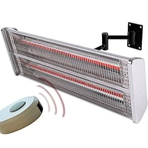 Jago Electric Radiant Heater Wall Mounted Infra Red Halogen Infrared ...